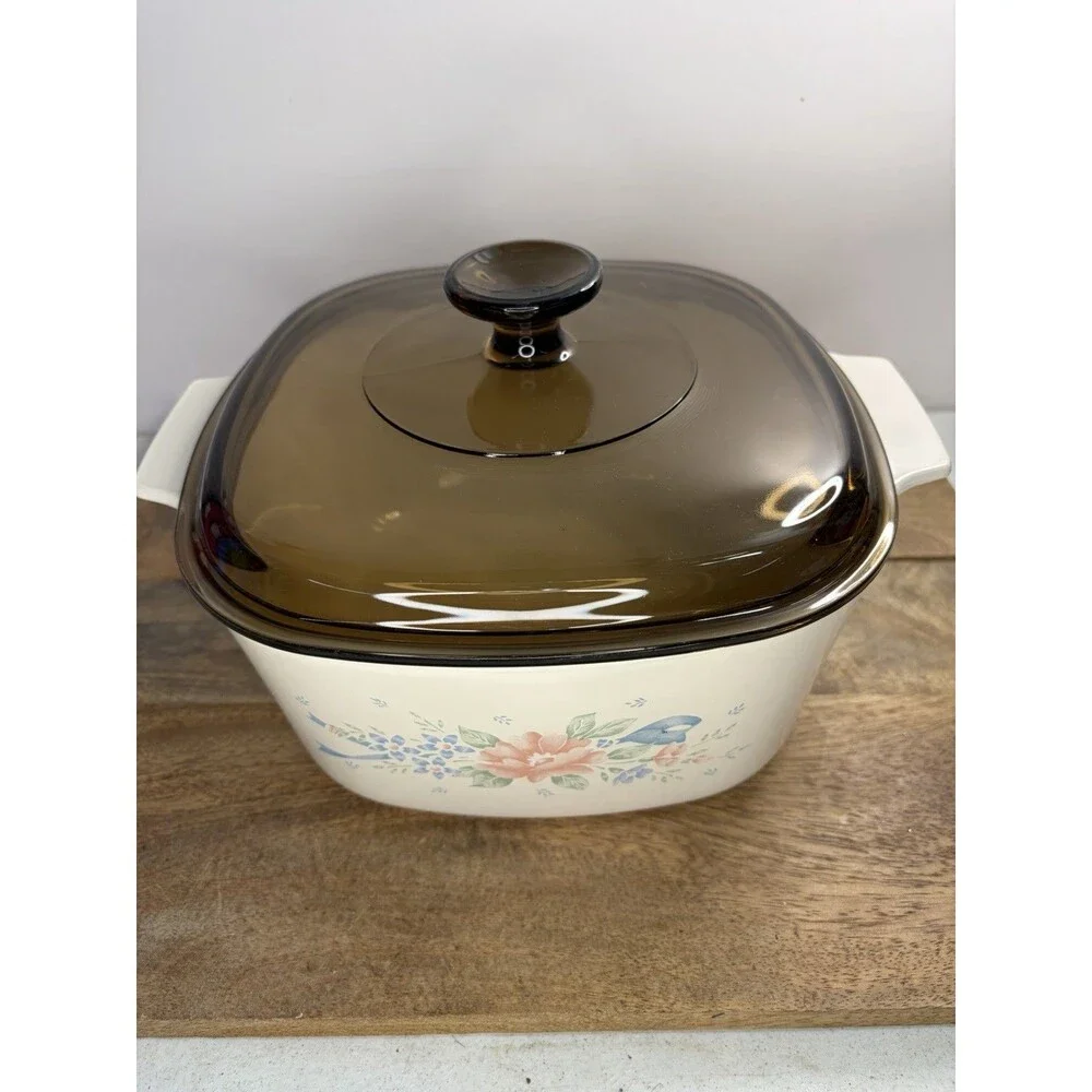 CorningWare SYMPHONY 3L  Sandstone A-3-B Casserole Dish w/Amber  Lid Near MInt